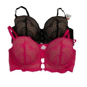 Adored by Adore Me Bundle of 2 Morgan Push Up‎ Bras - Black/Pink - 38C